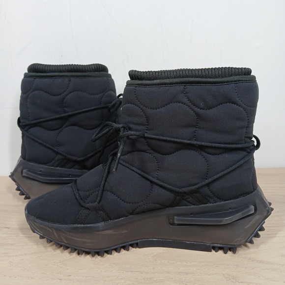 Adidas Boots Women 8 Black Quilted Lace Up Platform Lug Sole Winter Boots - Picture 3 of 10